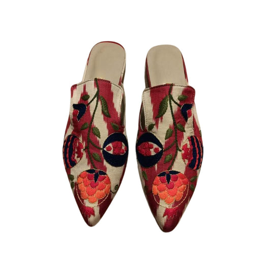 Pomegranate Silk Ikat Slippers