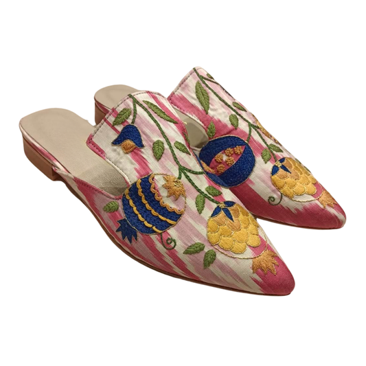 Cotton Candy Suzani Silk Ikat Slippers